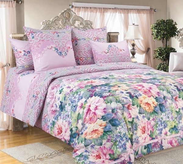 Постельное белье Перкаль 1,5 сп Влюбленность (под. 150*215, простыня 150*220,наволочка 70*70-2 ш