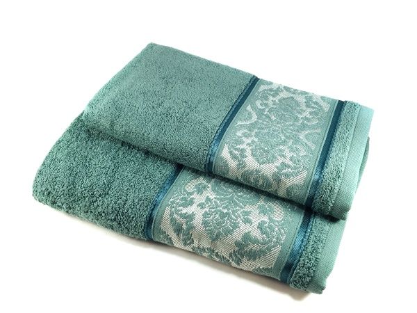 Полотенце махровое ЦВЕТЫ 50х90 цв, Мята, QD-0461, пл. 600гр. Узбекистан. АД