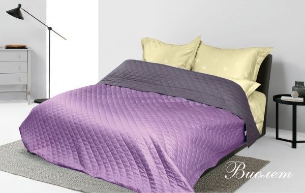 Покрывало стег. 240х260 однотонное, EL MANTO, "Виолет", ткань 100% хлопок, сатин