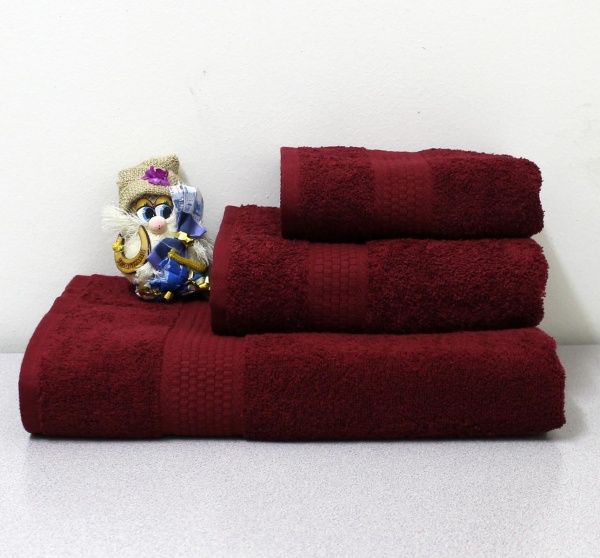 Полотенце махровое 40х70 бордовый 450 гр. Узбекистан