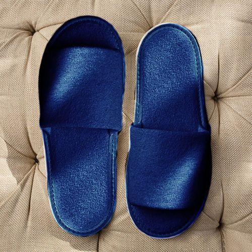 Тапочки махровые синии, открыт. мыс, подошва ЭВА 4,5 мм мод. М-106