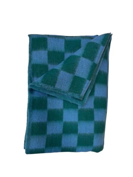 Одеяло шерстяное, 72%-ш.,20% -п/э, 8%-пан, 140х205, клетка, цв. сер-зелён (пл.550г/м2) Пушкино