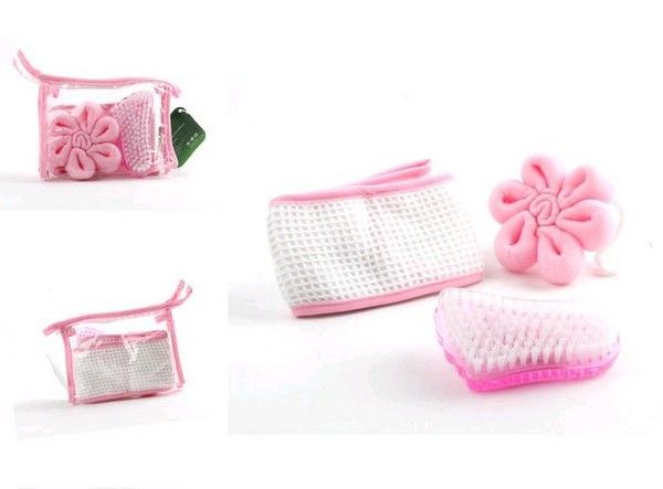 Набор банный 4-х предметный Цветок" полиэстер (О-А)