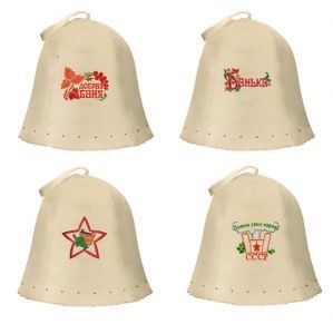 Колпак "Банный" войлок, с вышивкой,в ассортименте