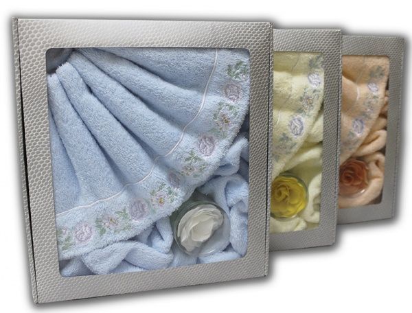 К-т подарочный "Роза эксклюзив" 3-предм.(п-це махр. 50*90, 70х140, мыло)
