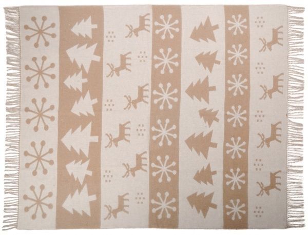 Плед "Олени", 140х200, 70%-меринос/30%-п/э, бел-беж., "VLADI" Украина